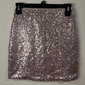 Sparkle Sequin Mini Skirt in Dusty Rose